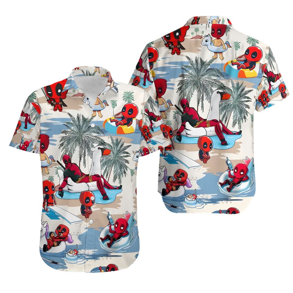 Deadpool 2024 Button Design Comfortable Vacation Wear Trendy Deadpool Hawaiian Shirt