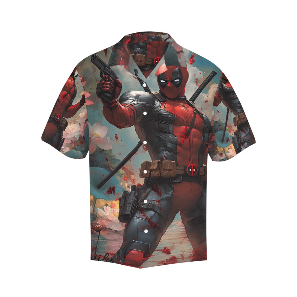 Deadpool And Dead Lotus Trendy Casual Comfortable Vacation Wear Deadpool Hawaiian Shirt