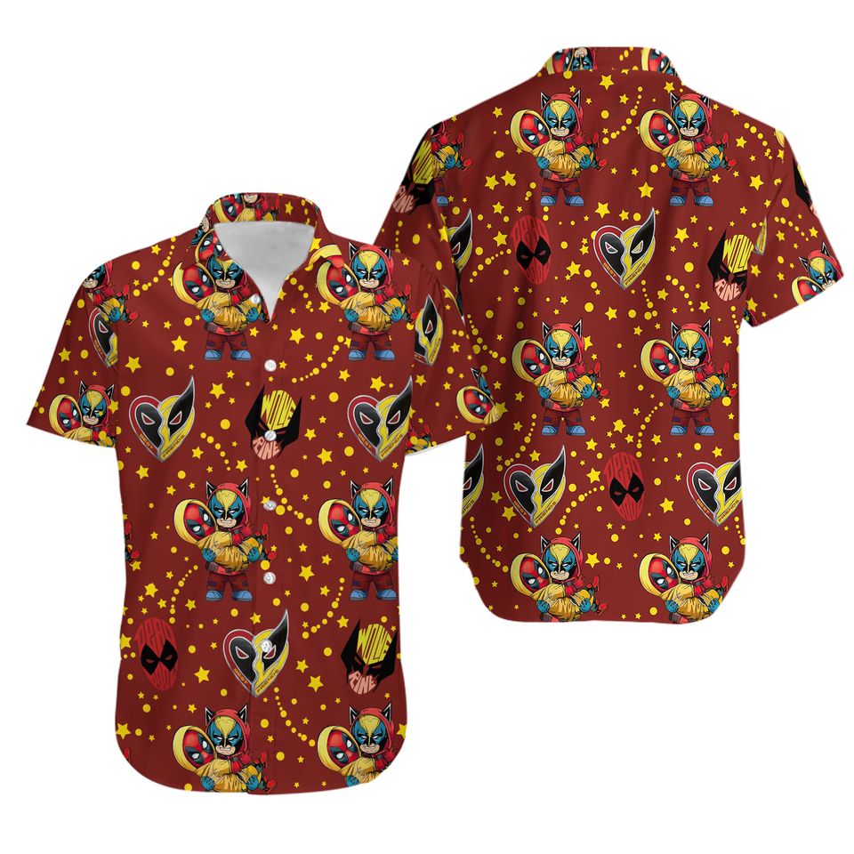 Deadpool And Wolverine Comfortable Casual Stylish Vacation Wear Deadpool Hawaiian Shirt