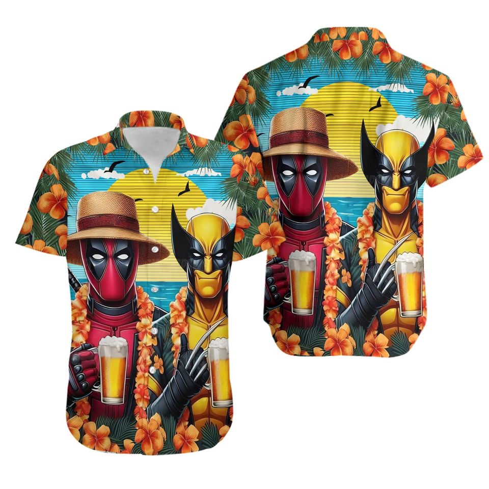Deadpool And Wolverine Stylish Comfortable Vacation Wear Deadpool Hawaiian Shirt