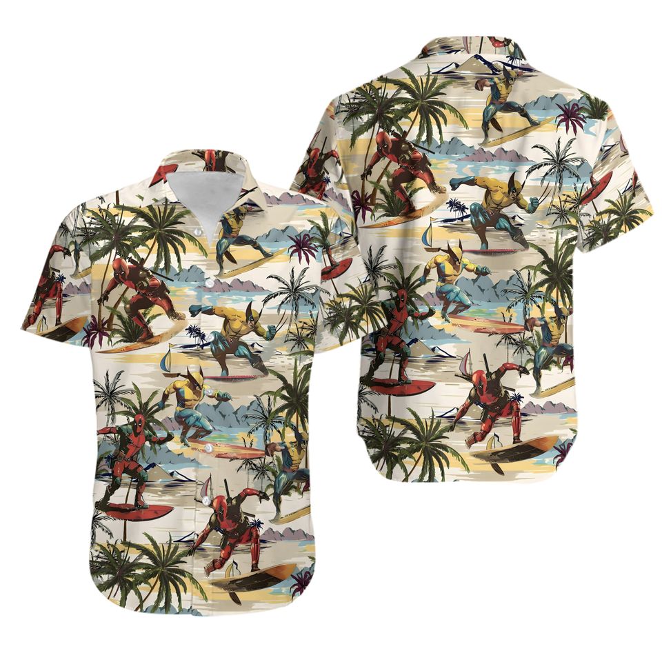 Deadpool And Wolverine Trendy Casual Wear Deadpool Wolverine Deadpool Hawaiian Shirt
