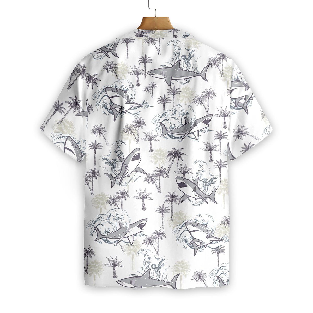 Deep Blue Aloha: Hawaiian Shirt with Shark Design