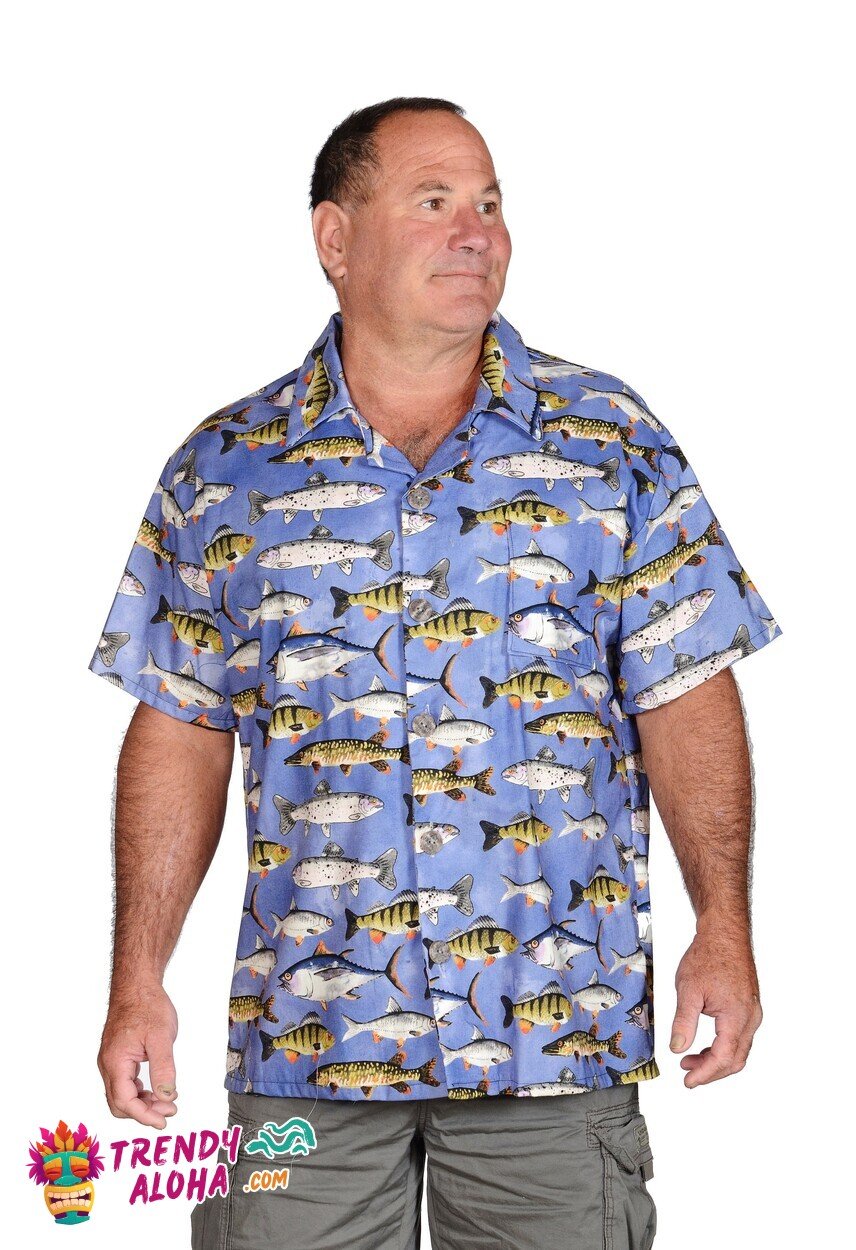 Deep Blue Fish Print Nautical Vibes Tropical Hawaiian Shirt