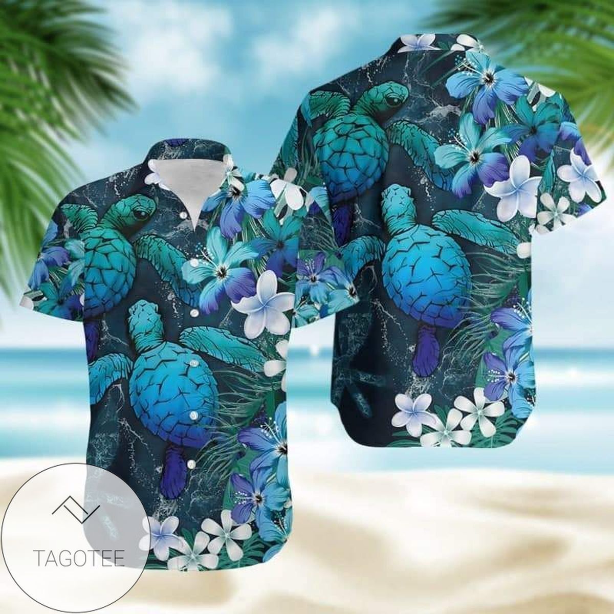 Deep Blue Ocean with Majestic Turtle Hawaiian Shirt