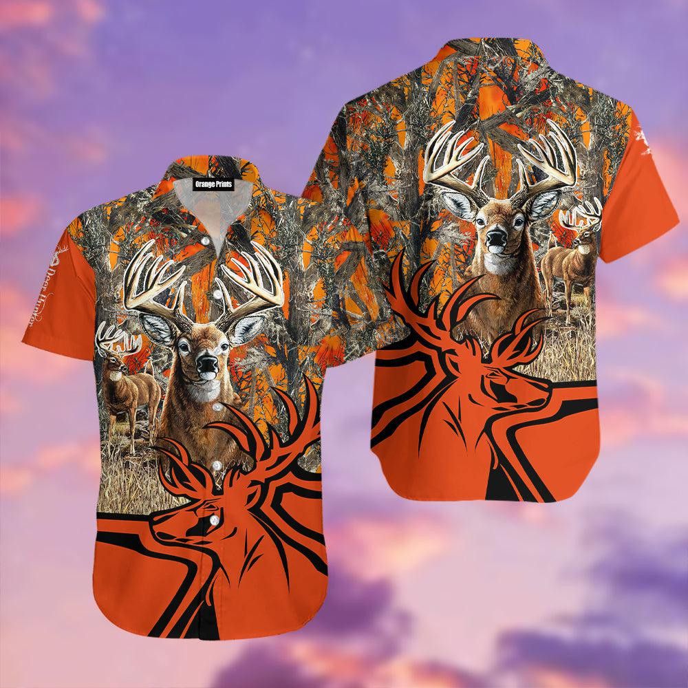 Deer Camo Orange Trendy Hawaiian Shirt For