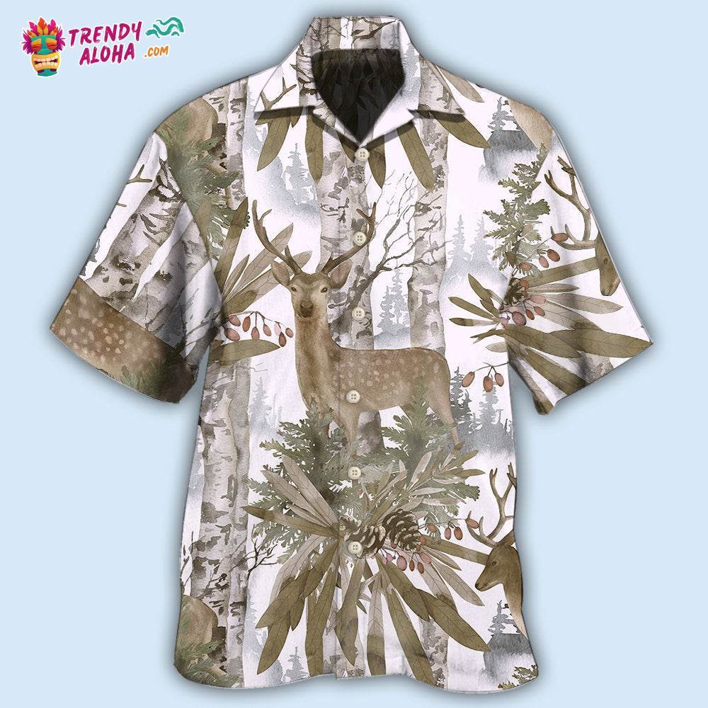 Deer Forest Art Style Hawaiian Shirt – Trendy Aloha