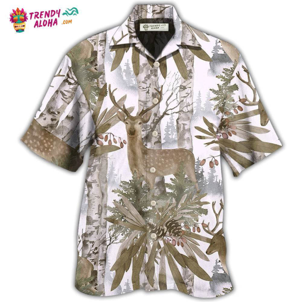 Deer Forest Art Style Hawaiian Shirt – Trendy Aloha Deer Forest Art Style Hawaiian Shirt – Trendy Aloha
