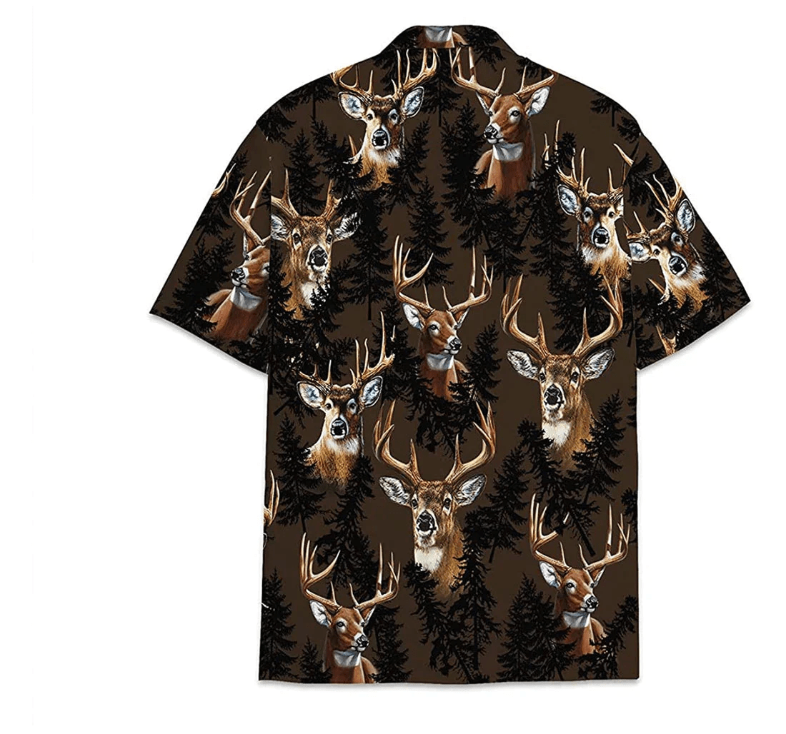 Deer Hunting Pattern Short Tall Trendy Hawaiian Shirt, Button Up Aloha Shirt For Men, Women