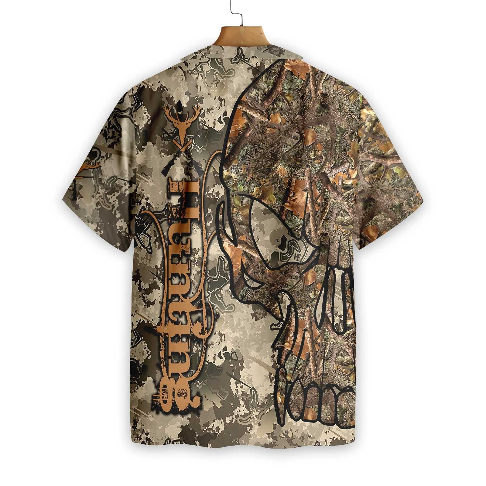 Deer Hunting Shirt Hunting Skull Camo Pattern Backgroundt Trendy Hawaiian Shirt Hunting Aloha Shirt