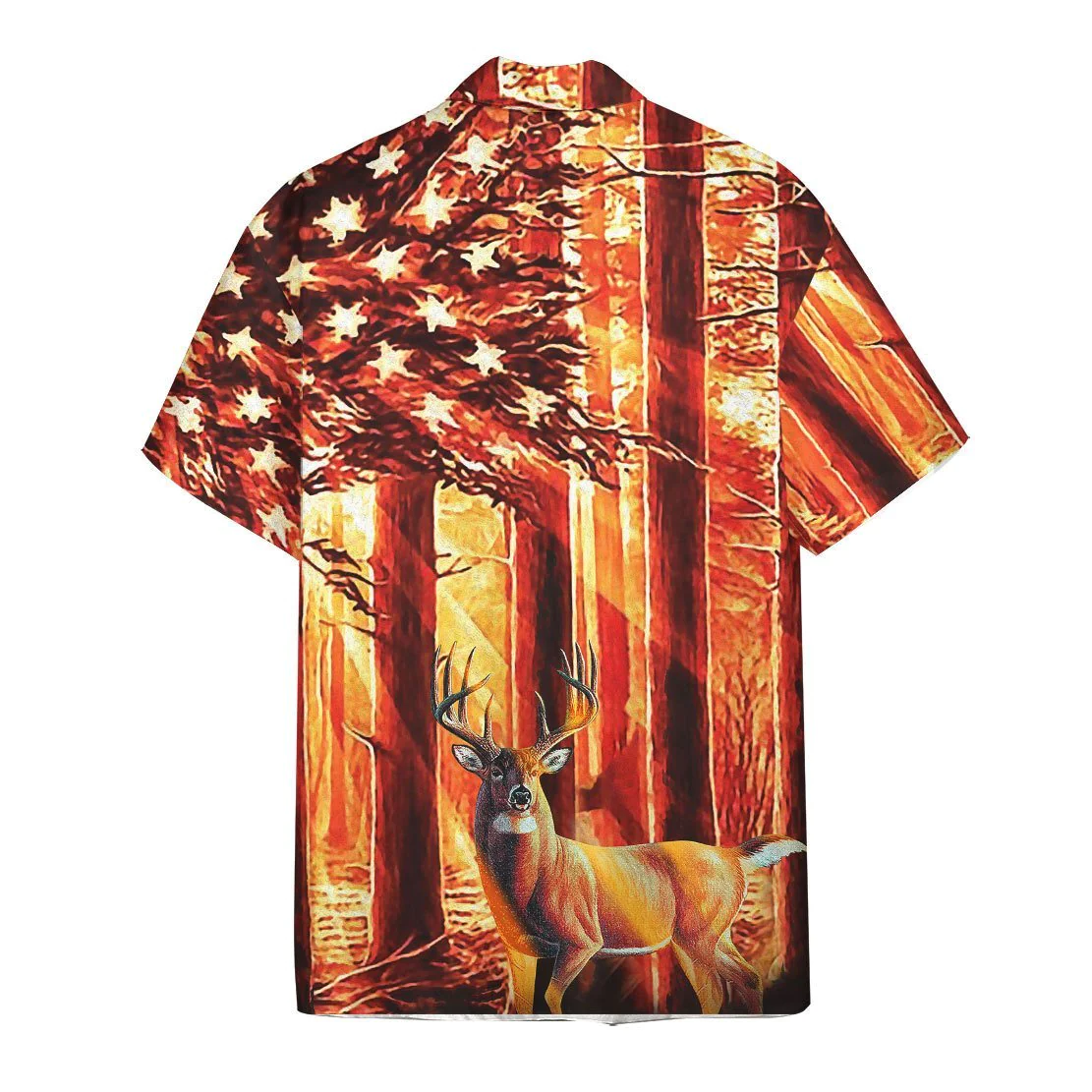 Deer Hunting Shirt Orange Deer Forest Trendy Hawaiian Shirt Hunting Aloha Shirt