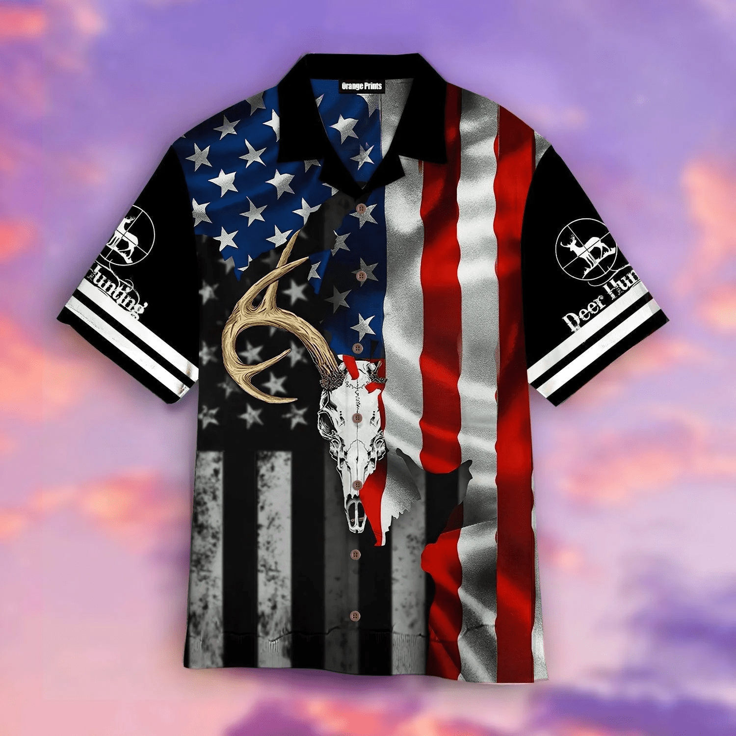Deer Skull American Flag Trendy Hawaiian Shirt
