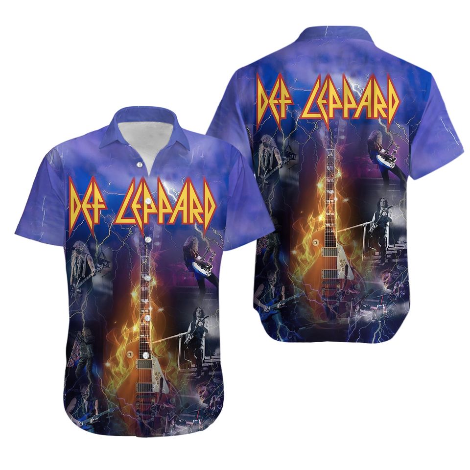 Def Leppard Graphic Hysteria Front And Back Design Collector’s Item Def Leppard Hawaiian Shirt
