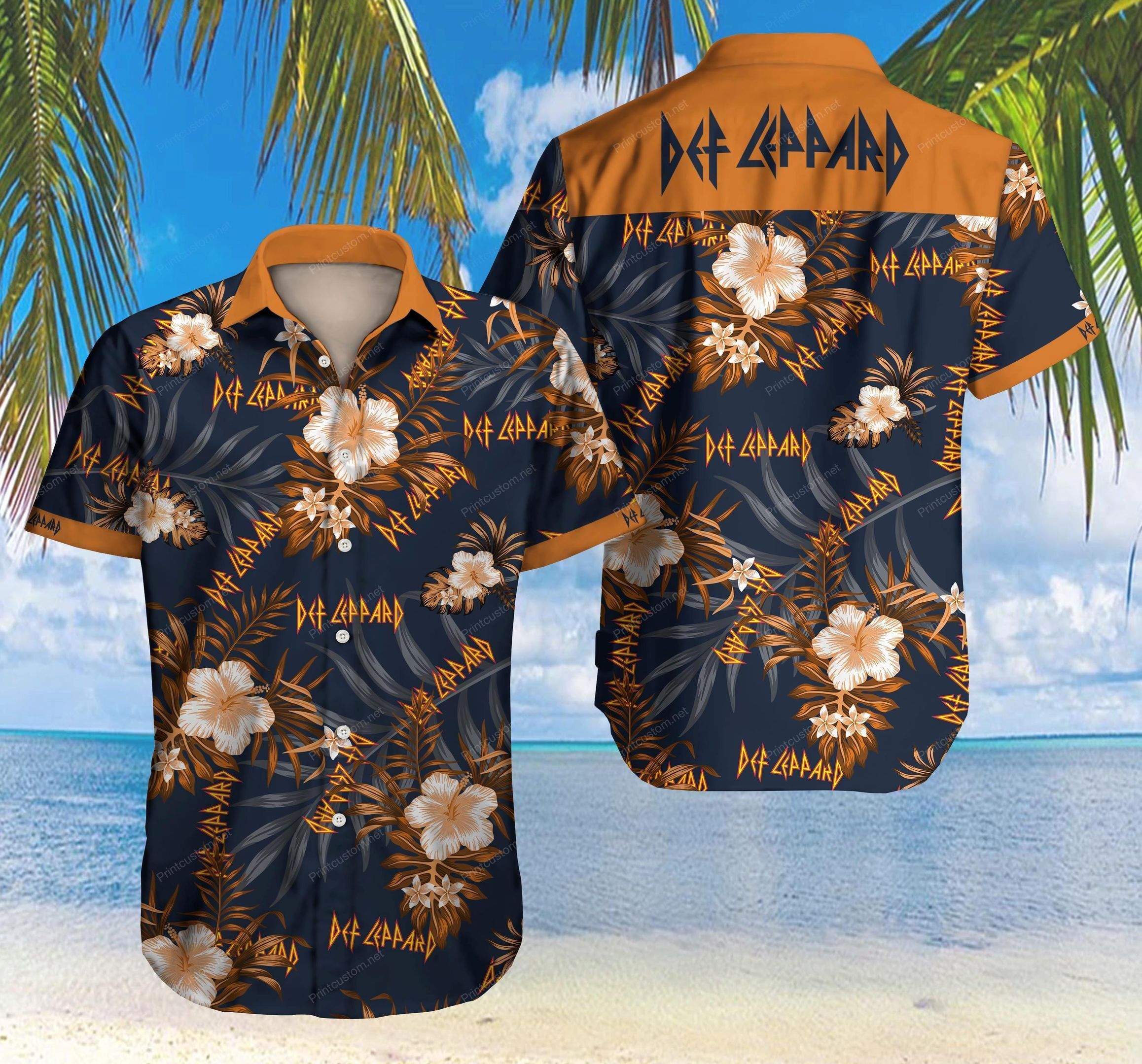 Def Leppard Hawaiian Graphic Print Short Sleeve Summer Wear Def Leppard Hawaiian Shirt
