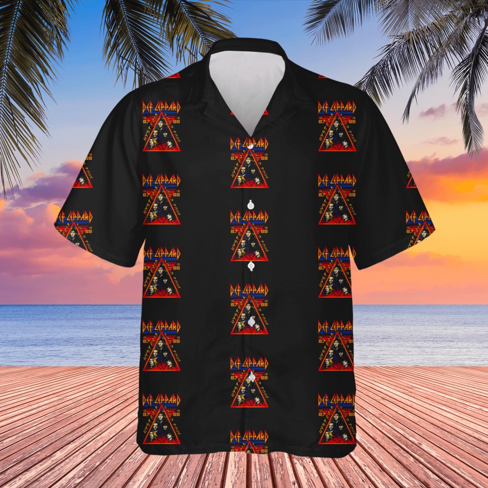 Def Leppard Unisex All-Over Print Woven Button-Up Stylish Wear Def Leppard Hawaiian Shirt