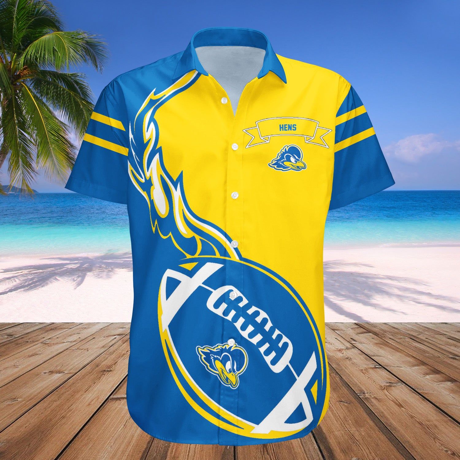 Delaware Blue Hens Hawaii Shirt Flame Ball – NCAA