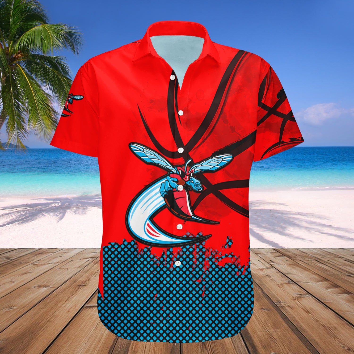 Delaware State Hornets Hawaii Shirt Basketball Net Grunge Pattern – NCAA