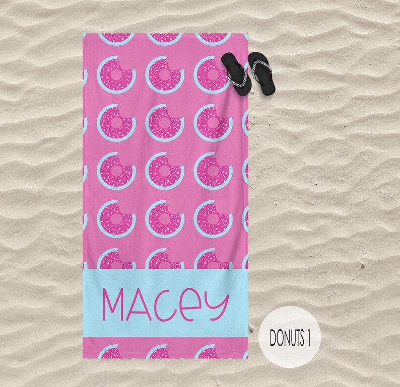 Delicious Donut Design Super Soft Personalized Beach Towels Unique
