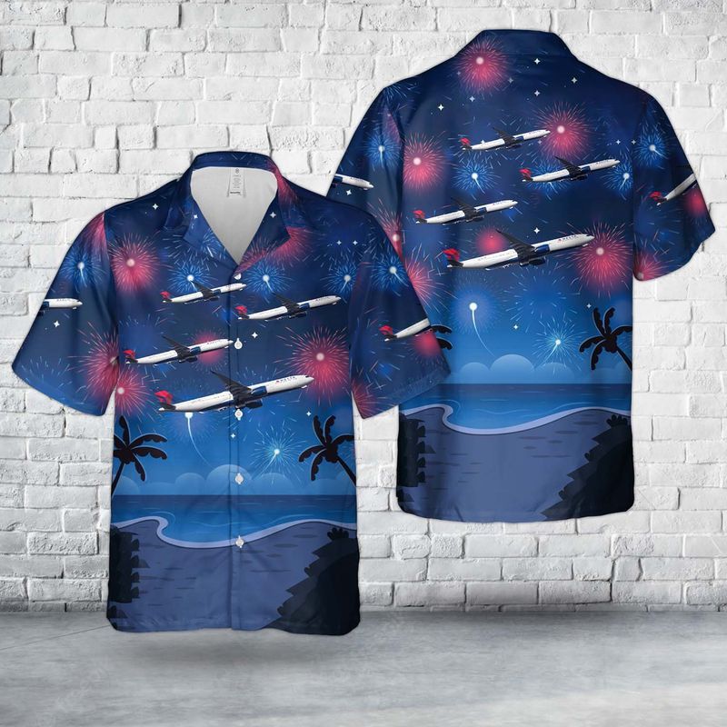 Delta Air Lines Airbus -941N Trendy Hawaiian Shirt: Celebrate 4th of July in Style