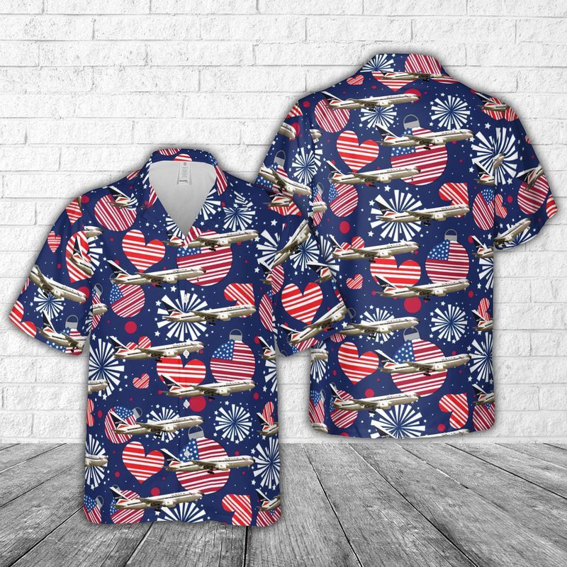 Delta Air Lines Boeing 767-232 Vintage. 4Th Of July Trendy Hawaiian Shirt, Trendy Hawaiian Shirts For Men Short Sleeve Aloha Beach Shirt