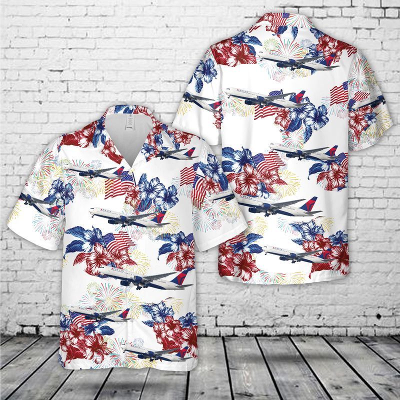 Delta Airlines 767 4Th Of July Trendy Hawaiian Shirt