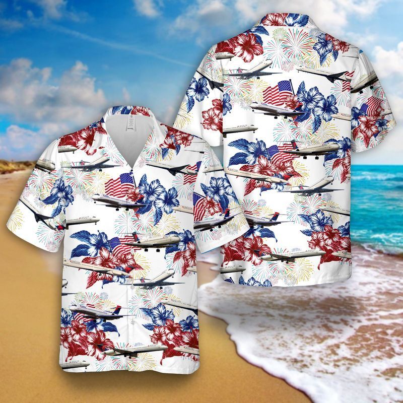 Delta Airlines Md-88 4Th Of July Trendy Hawaiian Shirt