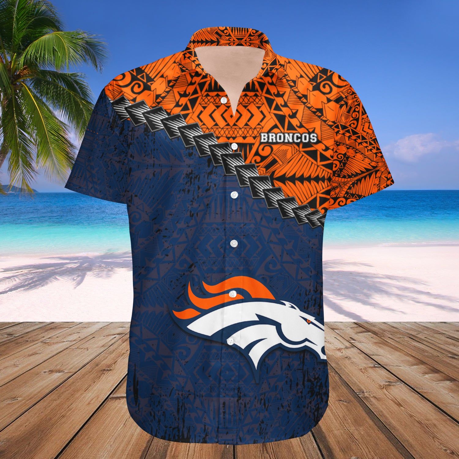Denver Broncos Hawaii Shirt Grunge Polynesian Tattoo – NFL