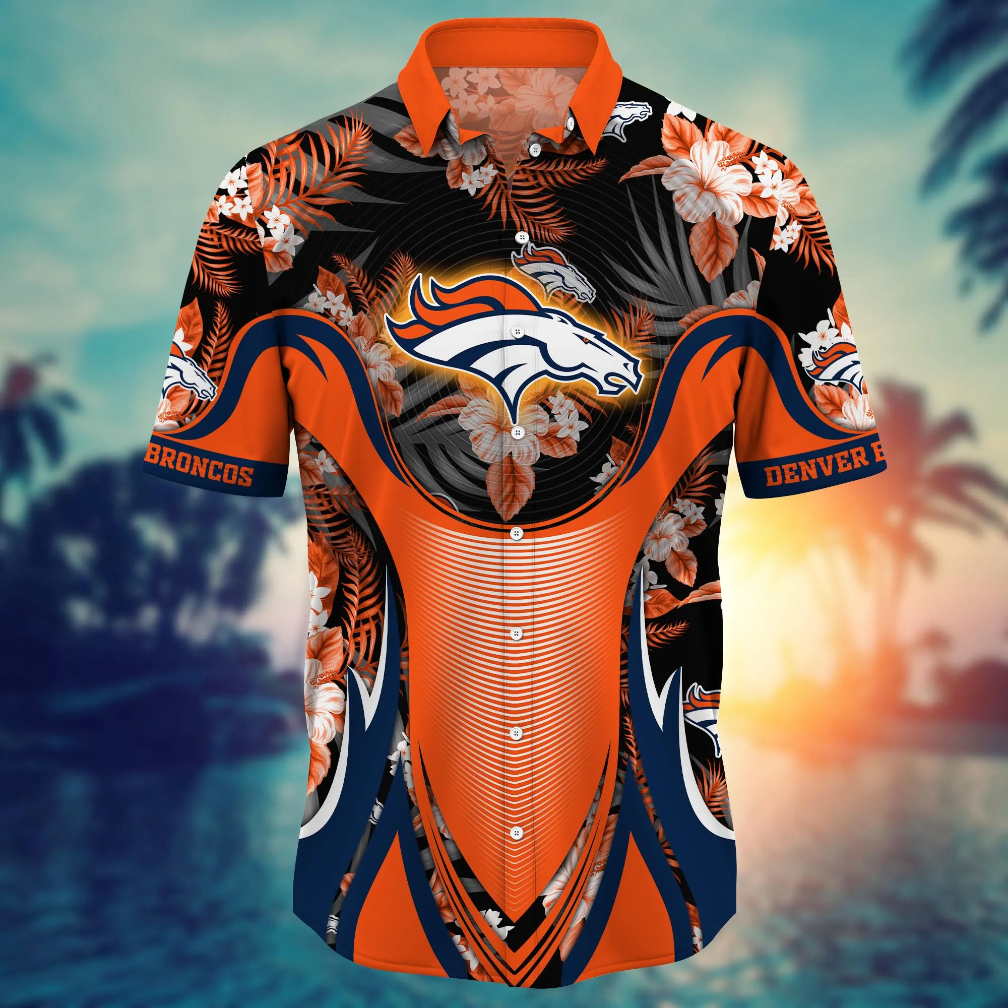 Denver Broncos NFL Hawaiian Shirt Sea Breeze Tournament Play Shirts