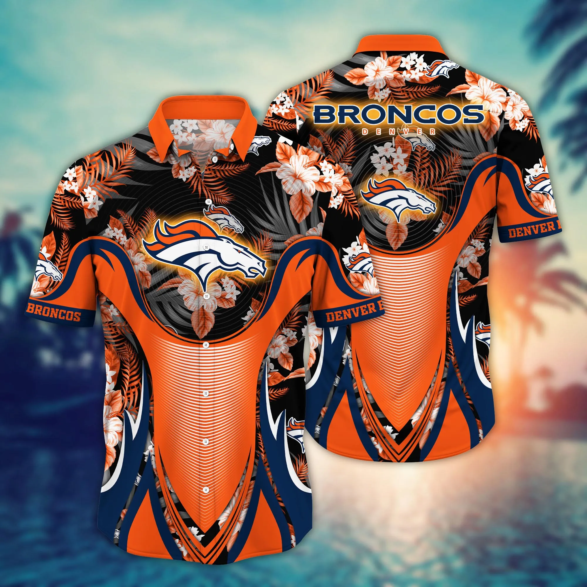 Denver Broncos NFL Hawaiian Shirt Sea Breeze Tournament Play Shirts
