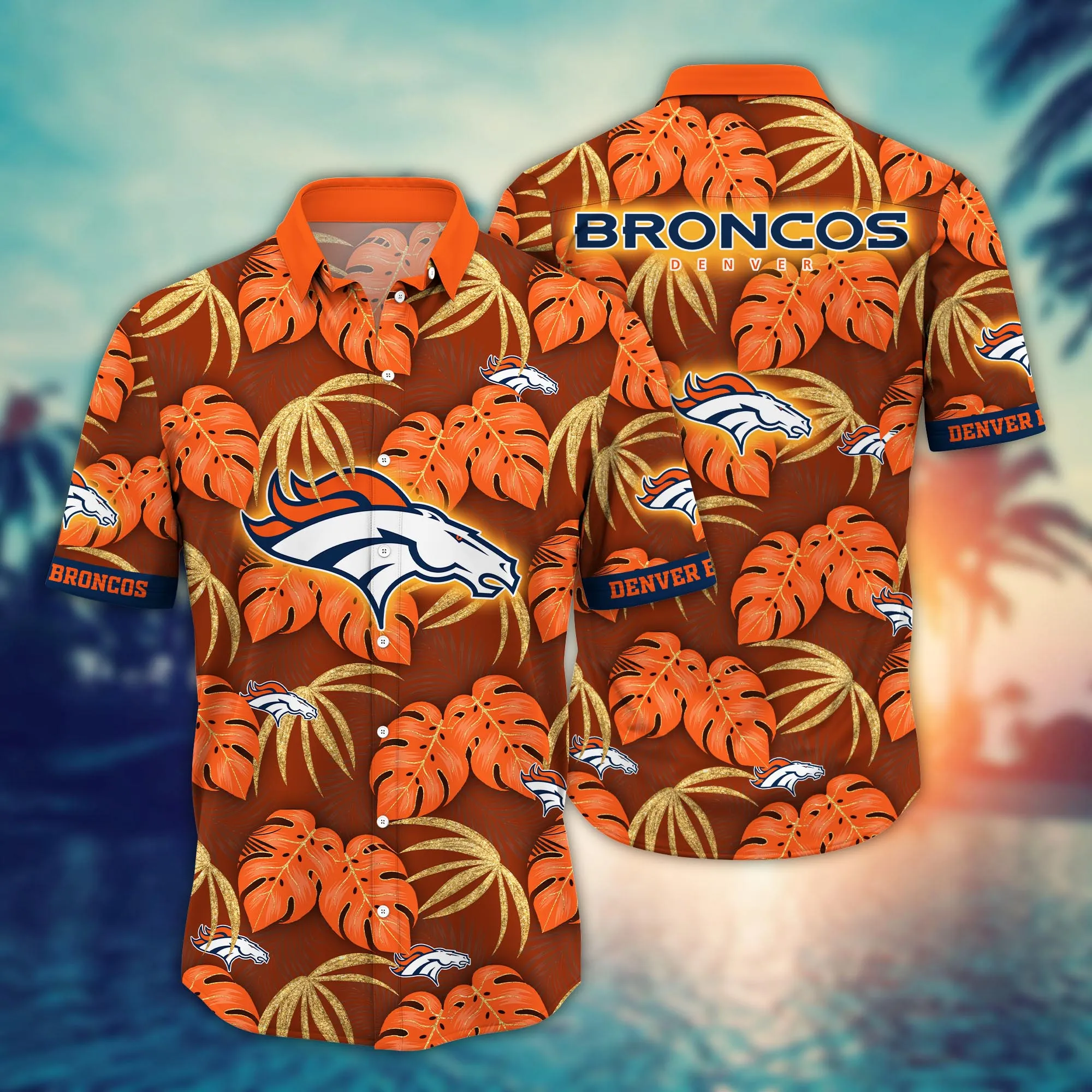 Denver Broncos NFL Hawaiian Shirt Sun-Drenched Aloha Shirt Denver Broncos NFL Hawaiian Shirt Sun-Drenched Aloha Shirt
