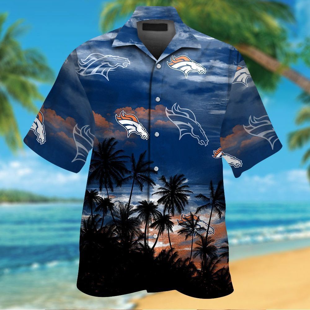 Denver Broncos Short Sleeve Button Up Tropical Hawaiian Shirt VER010