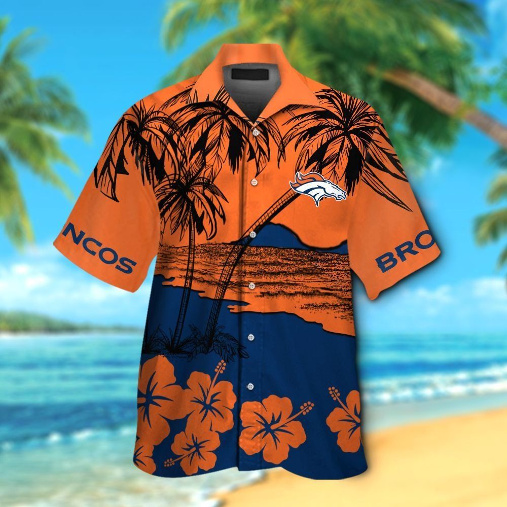 Denver Broncos Short Sleeve Button Up Tropical Hawaiian Shirt VER014