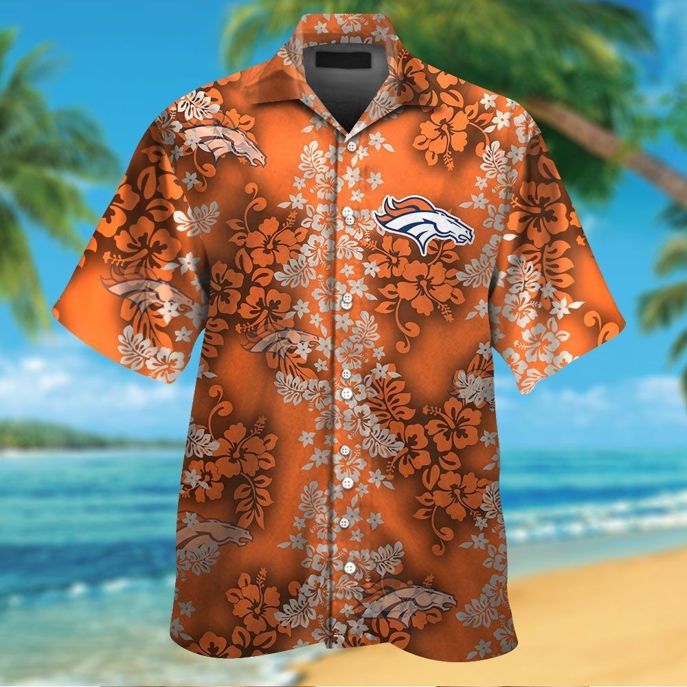 Denver Broncos Short Sleeve Button Up Tropical Hawaiian Shirt VER015