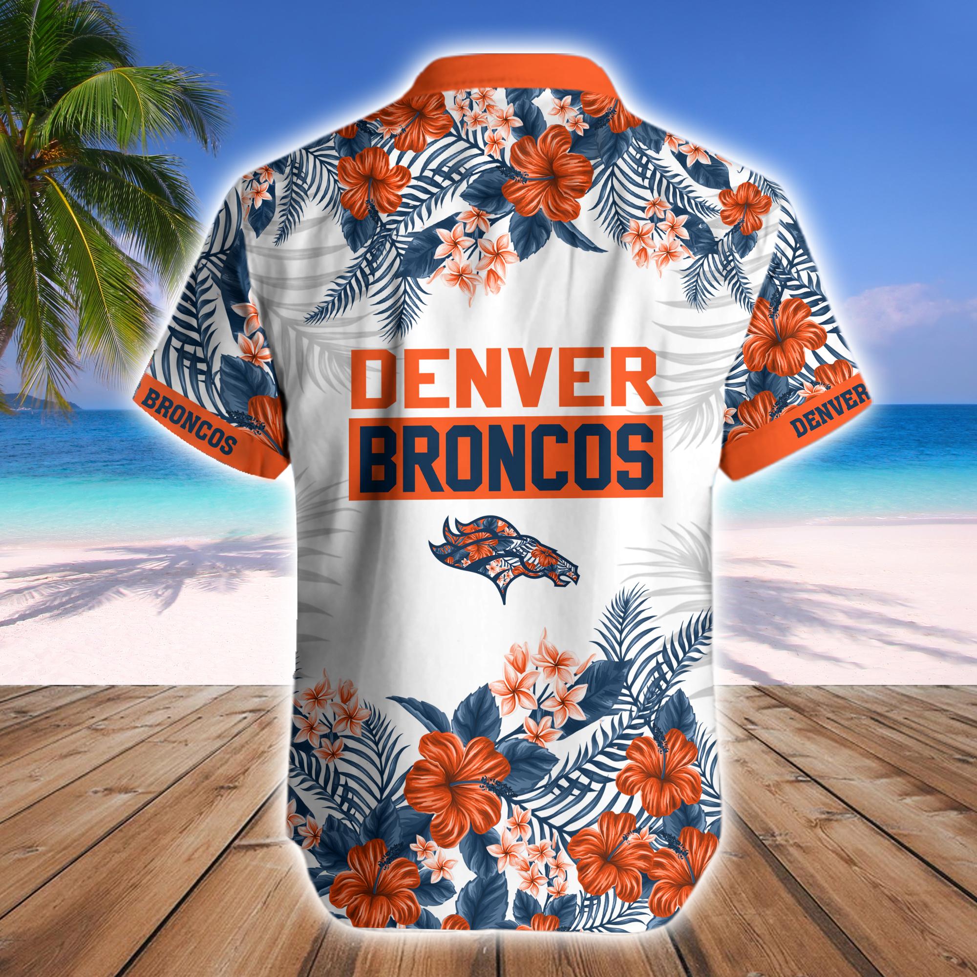 Denver Broncos Tropical Hawaiian Fan Shirt Shorts Mountain Set
