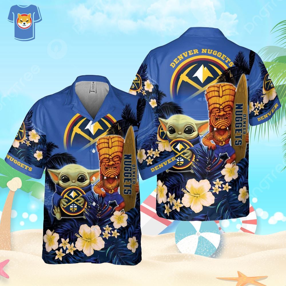 Denver Nuggets Baby Yoda Champions Flowers Hawaiian Shirt