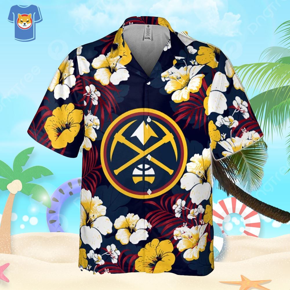 Denver Nuggets Hibiscus And Tree Tropical Pattern Print Hawaiian Shirt