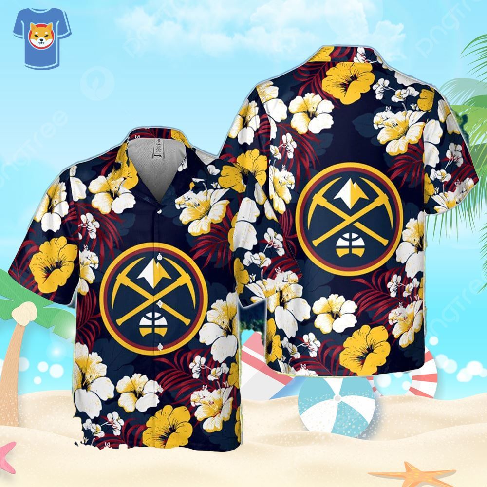 Denver Nuggets Hibiscus And Tree Tropical Pattern Print Hawaiian Shirt Denver Nuggets Hibiscus And Tree Tropical Pattern Print Hawaiian Shirt