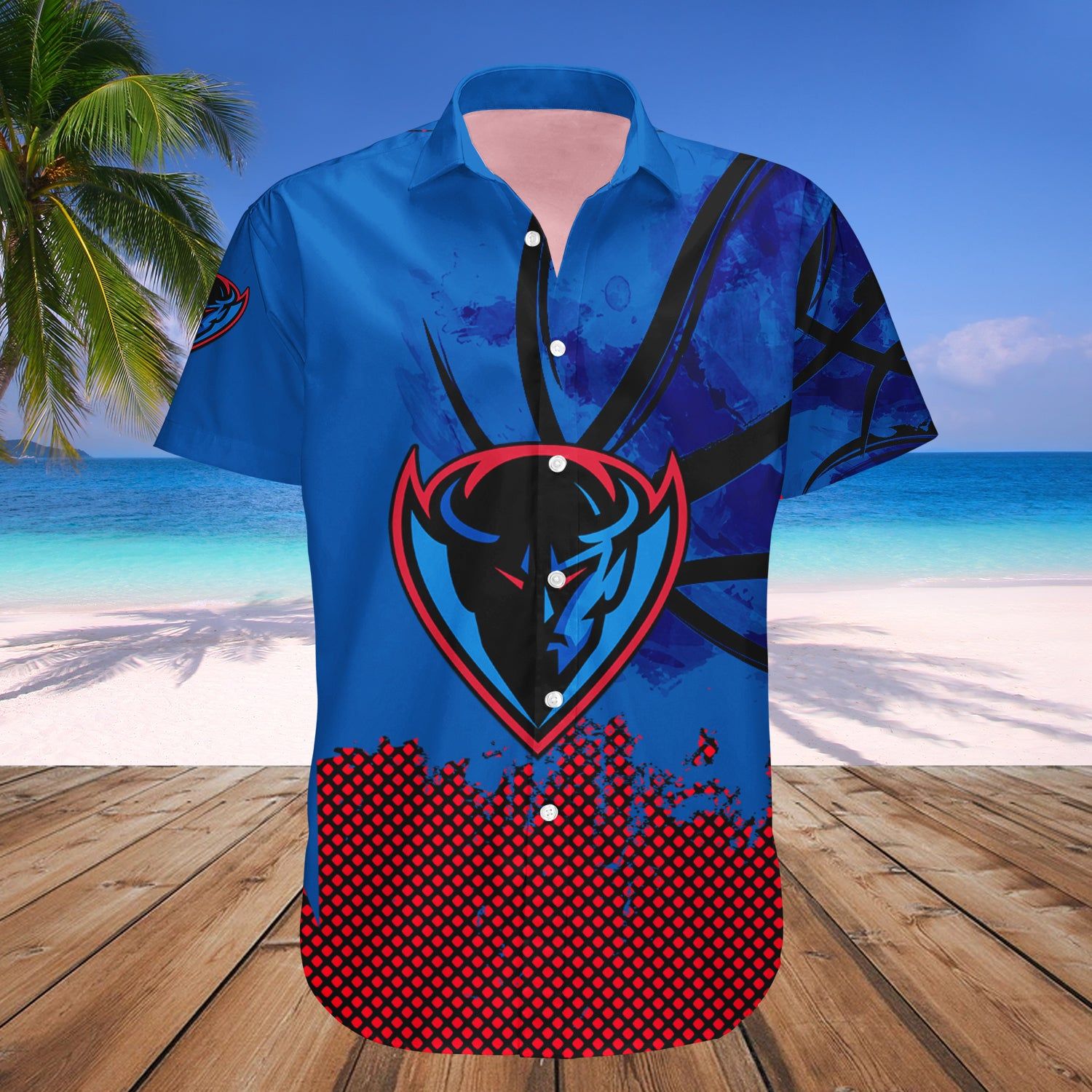 Depaul Blue Demons Hawaii Shirt Basketball Net Grunge Pattern – NCAA