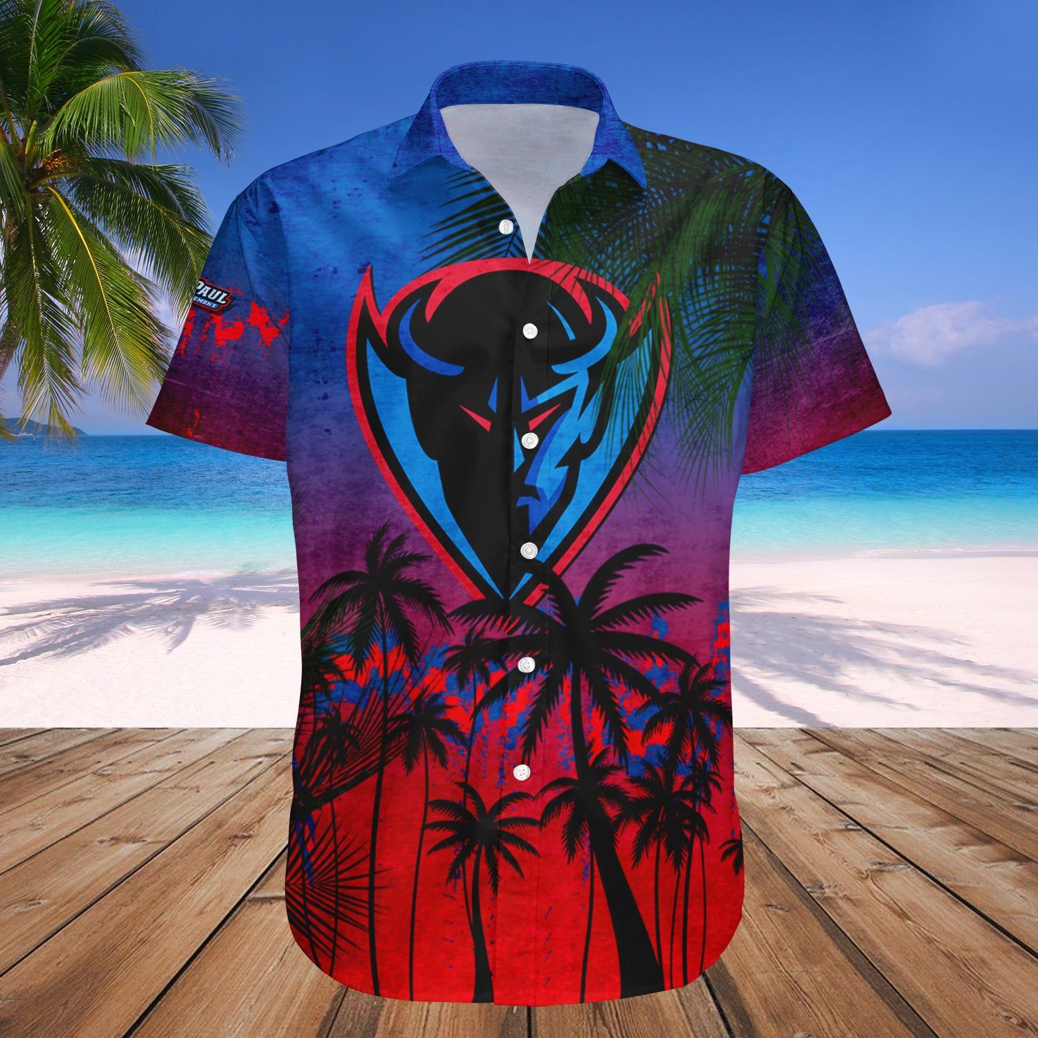 Depaul Blue Demons Hawaii Shirt Coconut Tree Tropical Grunge – NCAA
