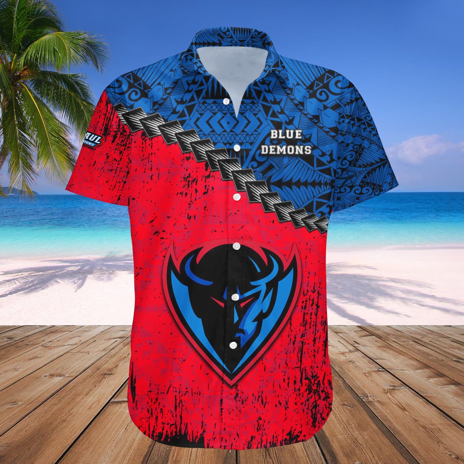 Depaul Blue Demons Hawaii Shirt Grunge Polynesian Tattoo – NCAA