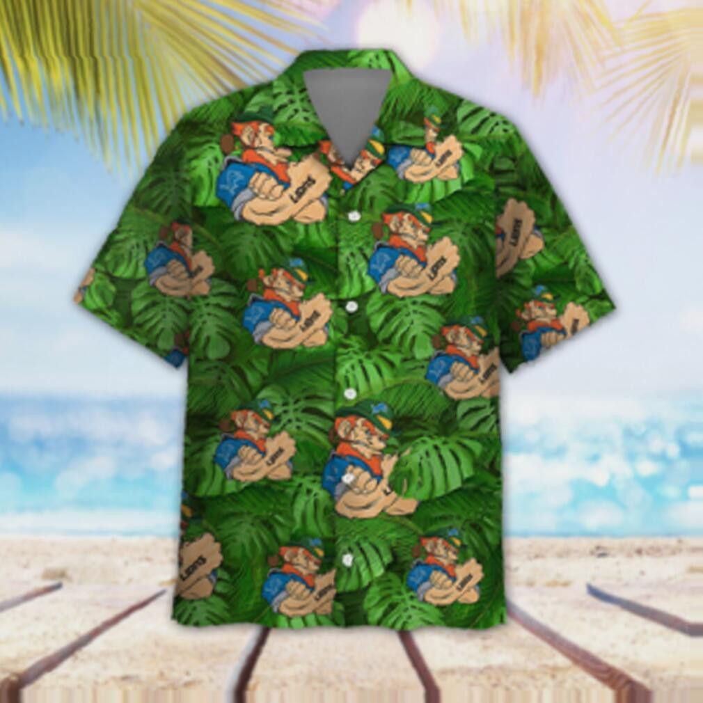 Detroit Lions Leprechaun St Patricks Day Button Up Hawaiian Shirt