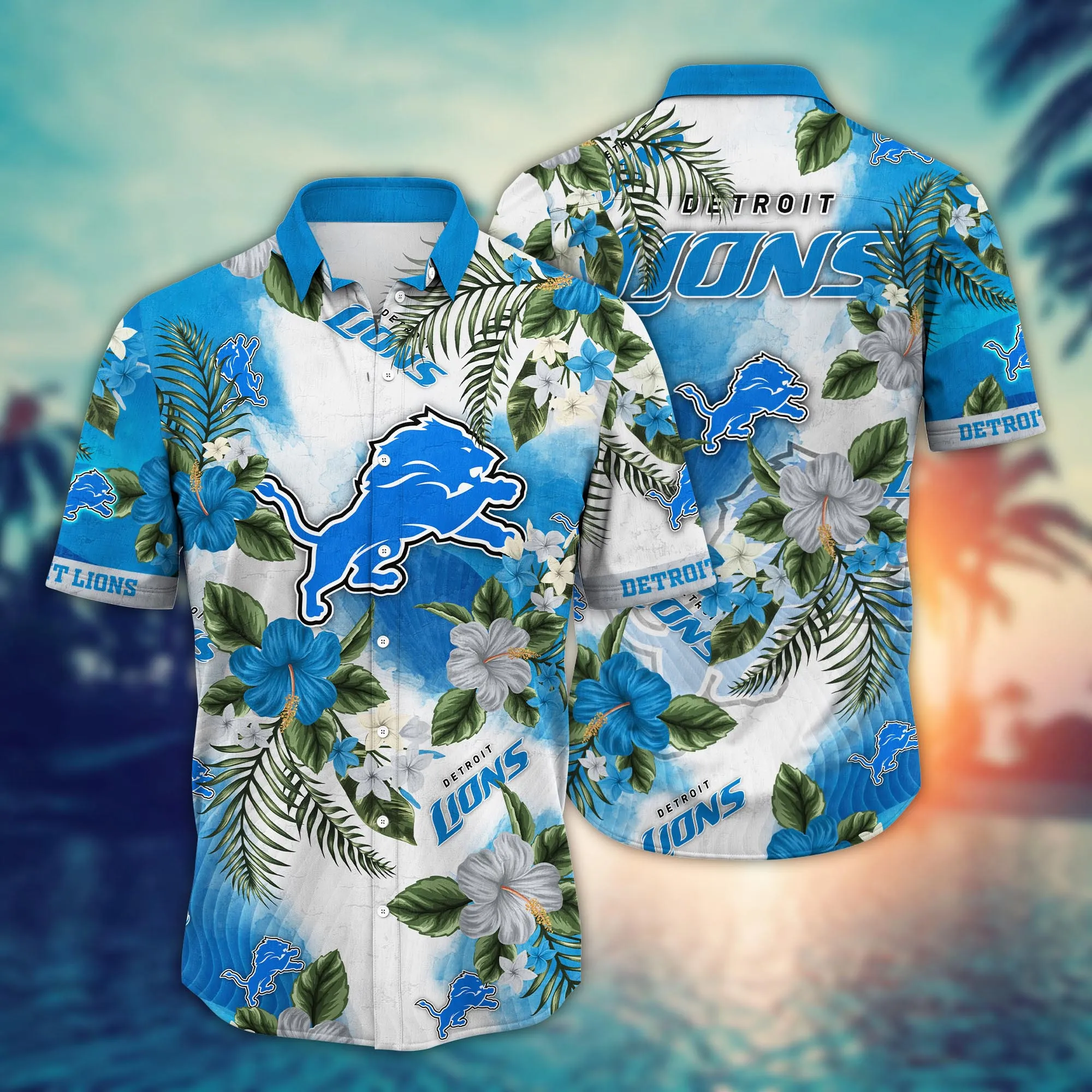 Detroit Lions NFL Hawaiian Shirt Traveltime Aloha Shirt Detroit Lions NFL Hawaiian Shirt Traveltime Aloha Shirt