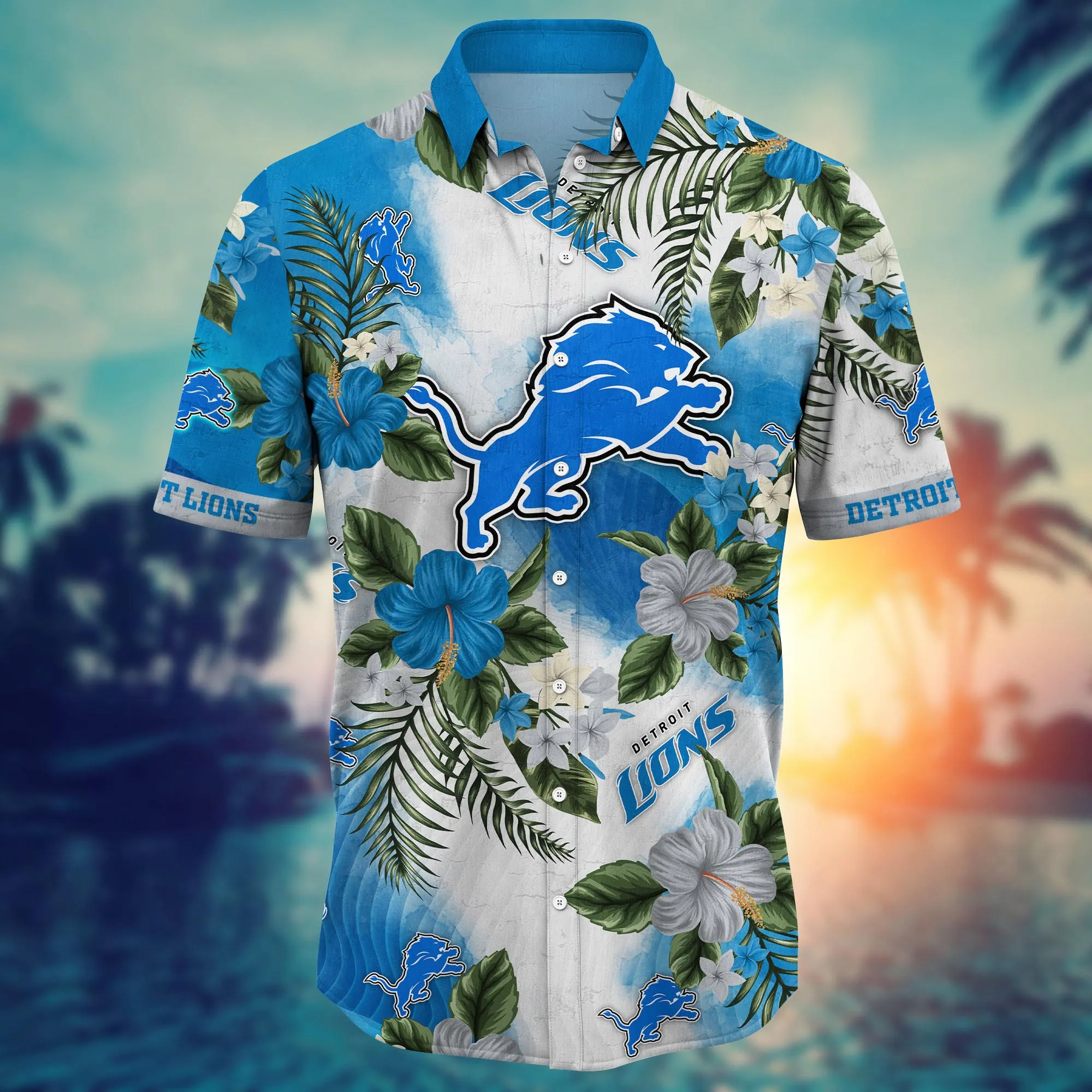Detroit Lions NFL Hawaiian Shirt Traveltime Aloha Shirt