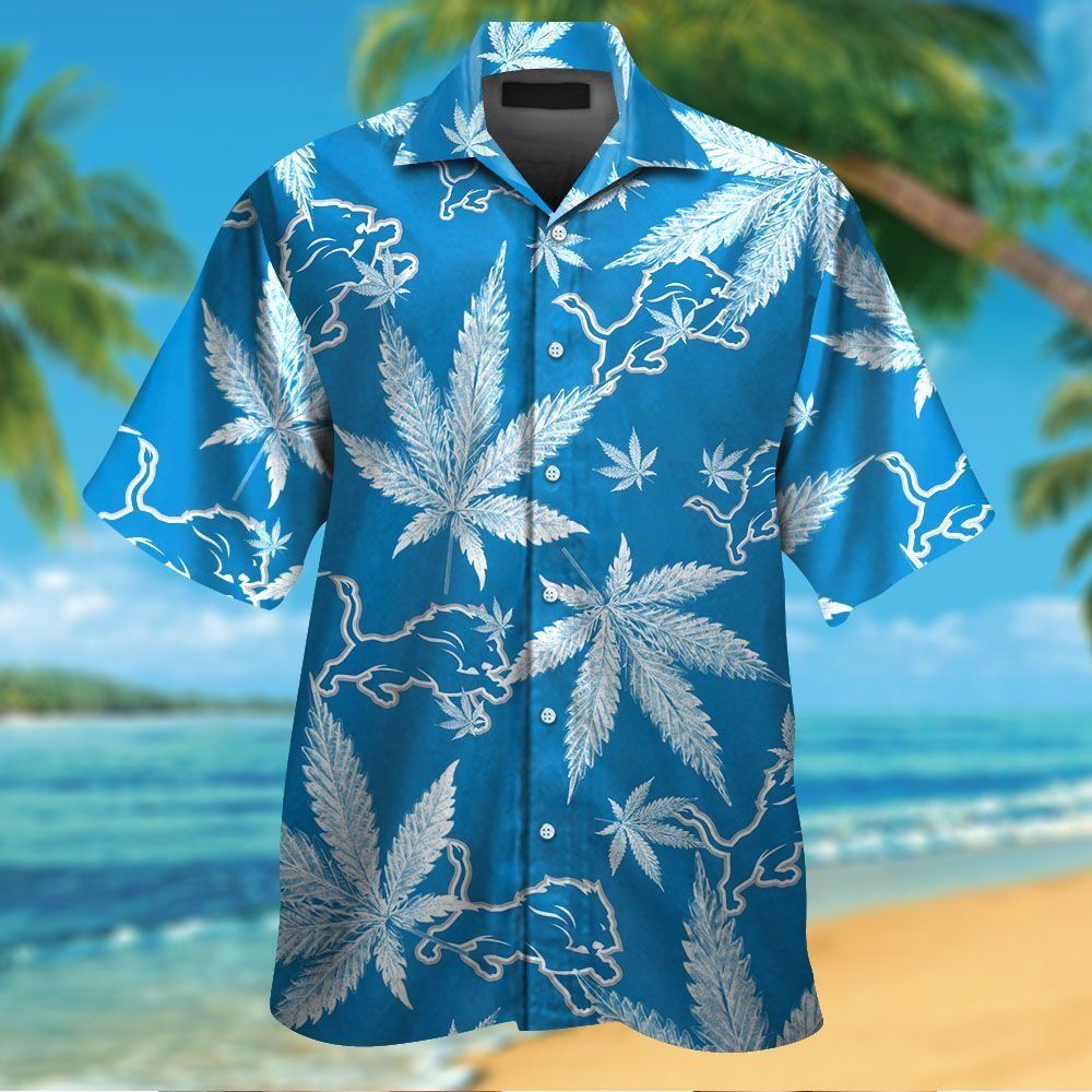 Detroit Lions Short Sleeve Button Up Tropical Hawaiian Shirt VER017