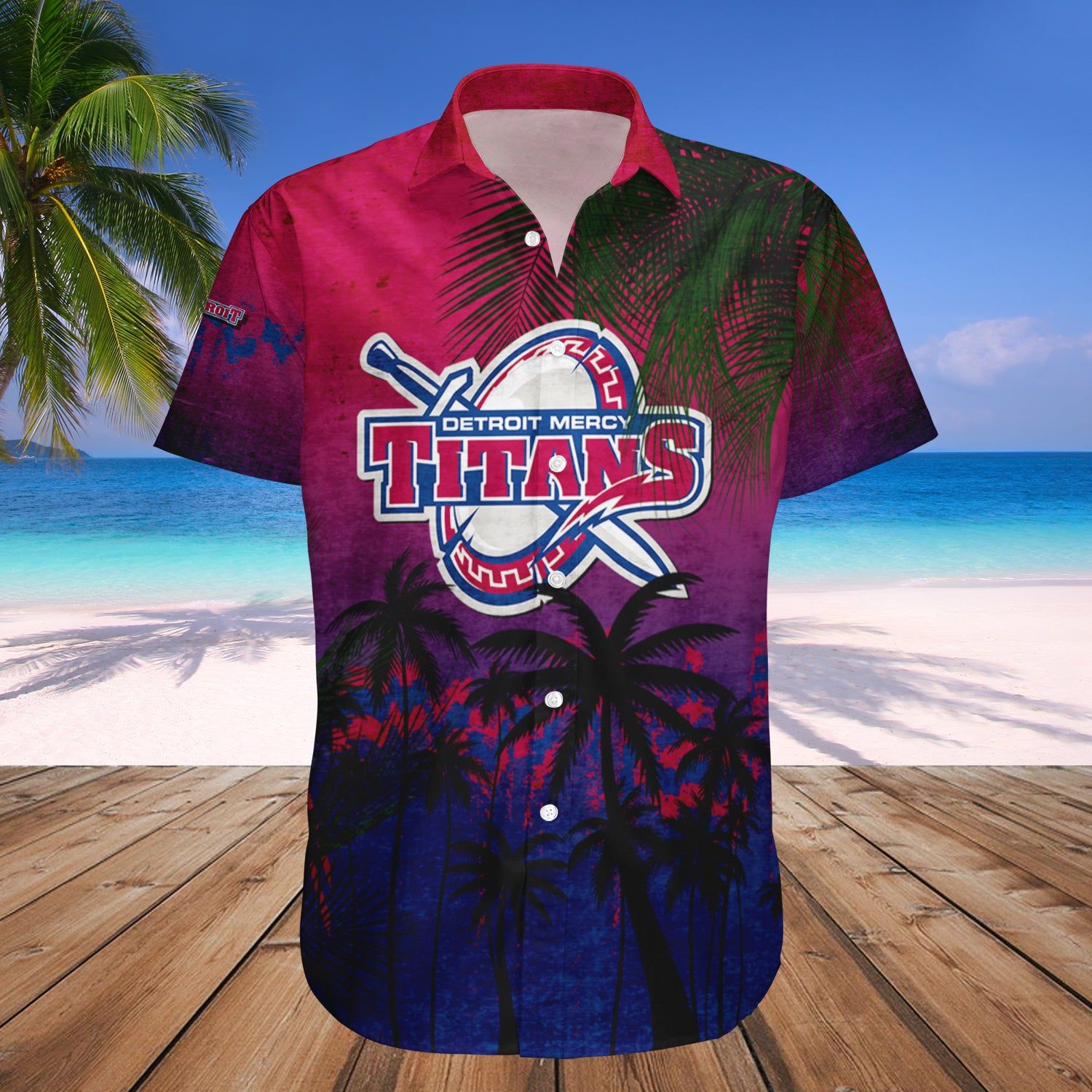 Detroit Mercy Titans Hawaii Shirt Coconut Tree Tropical Grunge – NCAA