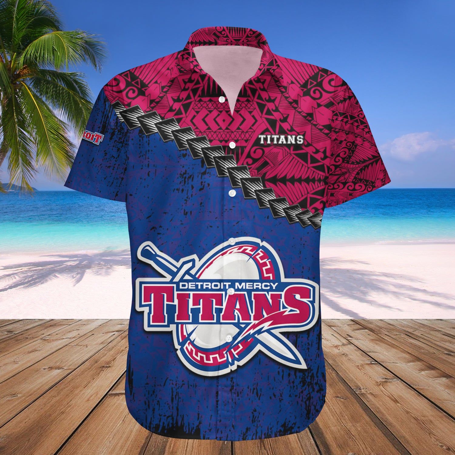 Detroit Mercy Titans Hawaii Shirt Grunge Polynesian Tattoo – NCAA