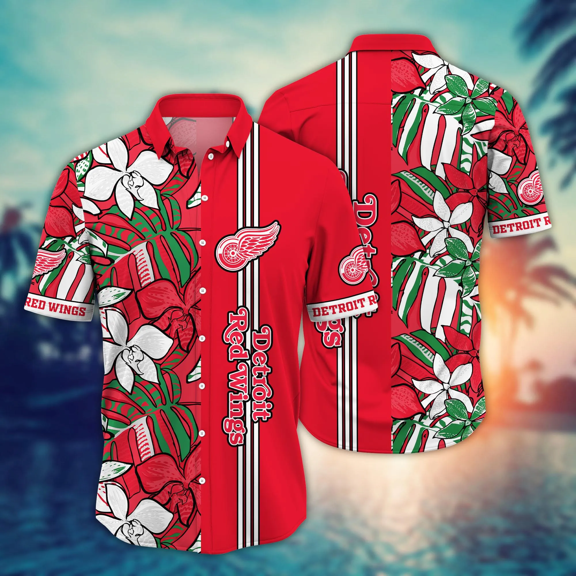 Detroit Red Wings NHL Hawaiian Shirt Air Conditioning Aloha Shirt