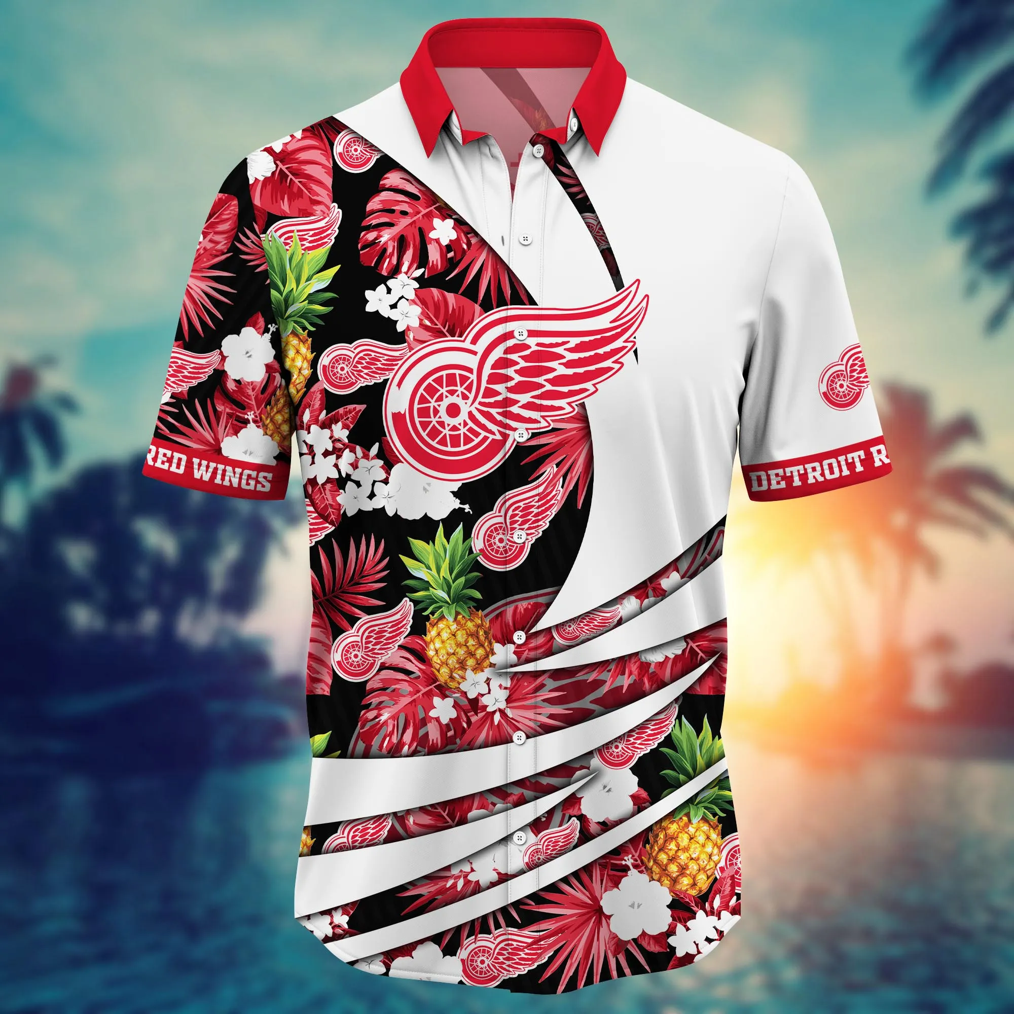 Detroit Red Wings NHL Hawaiian Shirt July Aloha Shirt