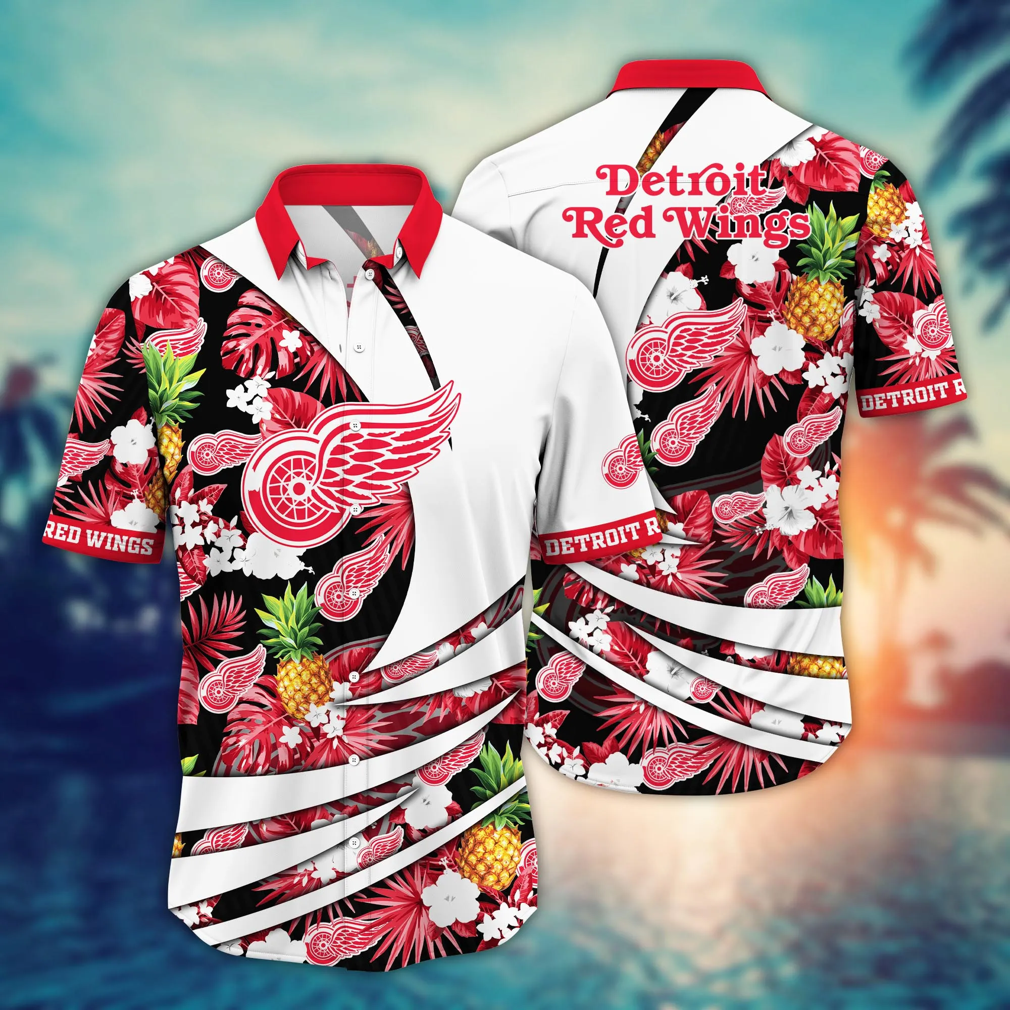 Detroit Red Wings NHL Hawaiian Shirt July Aloha Shirt