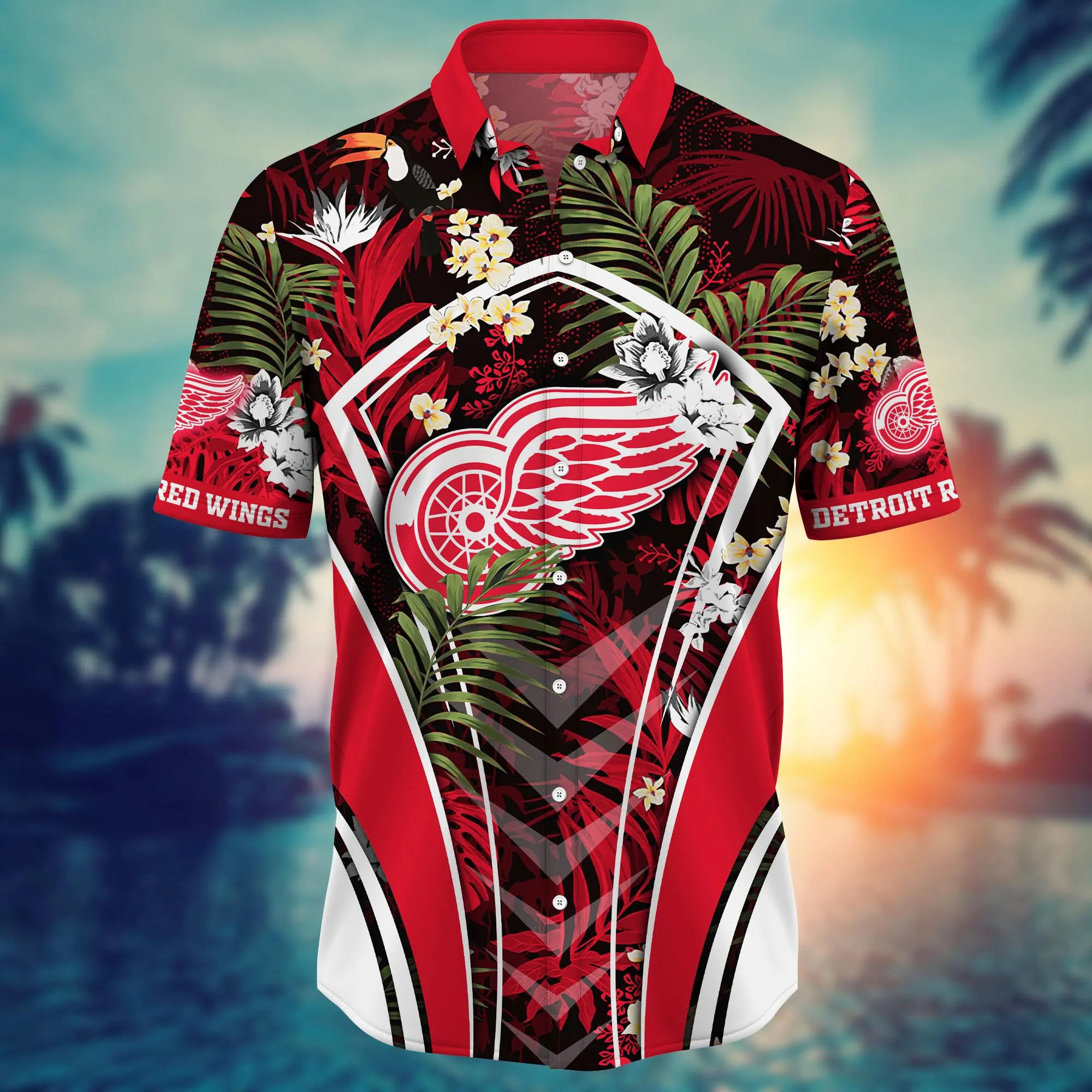 Detroit Red Wings NHL Hawaiian Shirt Mid-Year Aloha Shirt