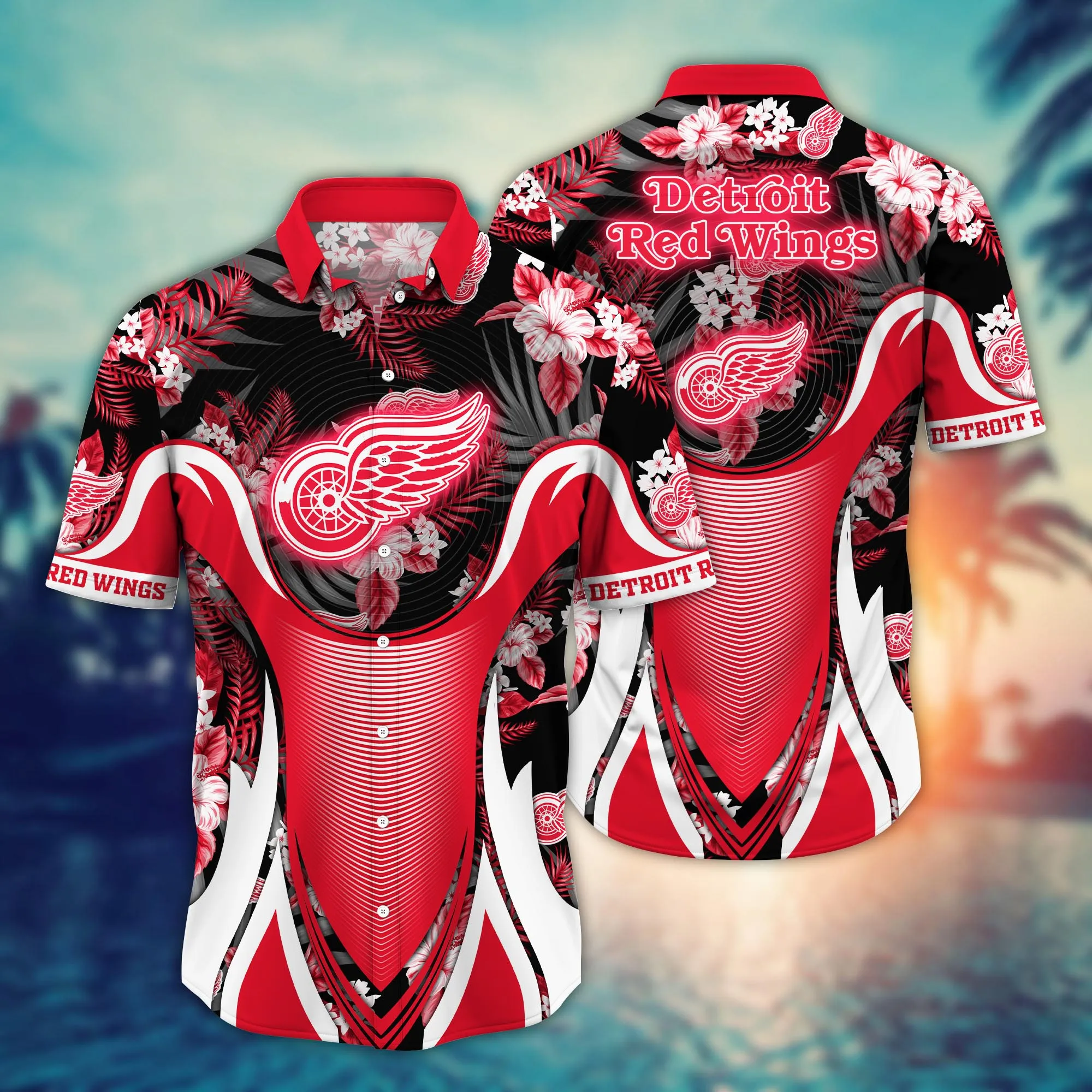 Detroit Red Wings NHL Hawaiian Shirt Warm Days Aloha Shirt